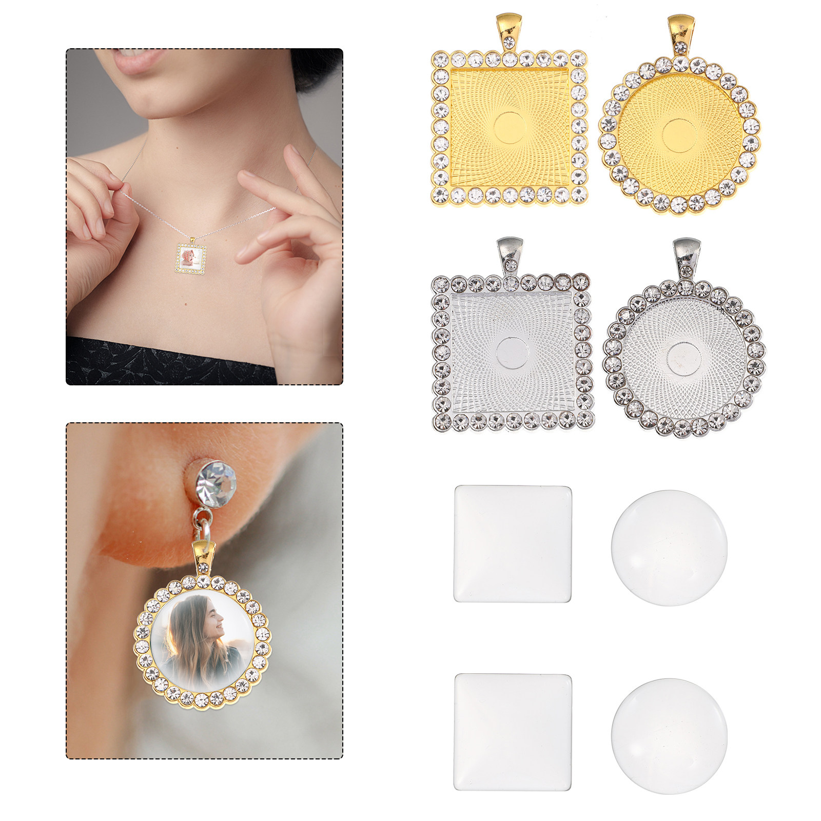 Resin Crafts Diy - 40 Stück Legierungs-Ohrschmuck-Fassungen, Glaskabochons für DIY-Ohrringe,