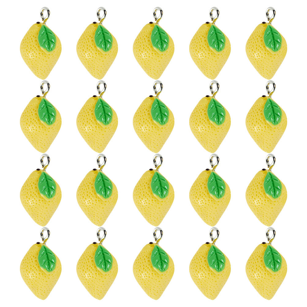 Resin Crafts Diy - 20 Stück Harz-Zitronen-Anhänger, Fruchtanhänger für Schmuckherstellung,